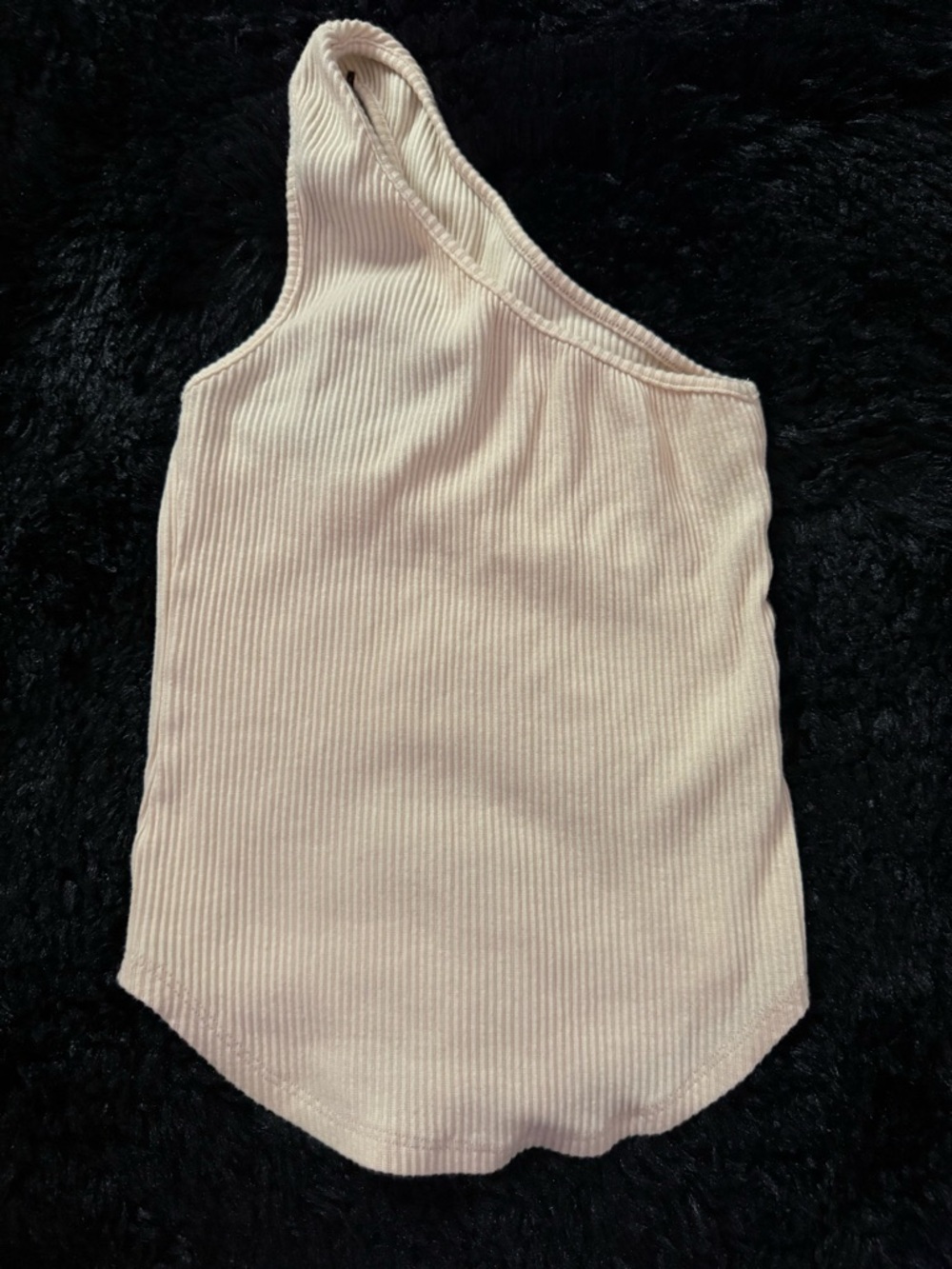 One-Shoulder Ribbed Tank in Cream